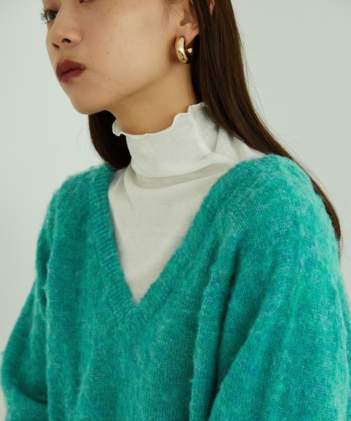 MISCH MASCH(ミッシュマッシュ)の「メランジVネックニットプルオーバー MO33N06(ニット/セーター・レディース・アイボリー/ブルー/グリーン/パープル・フリ-)」の11枚目の写真