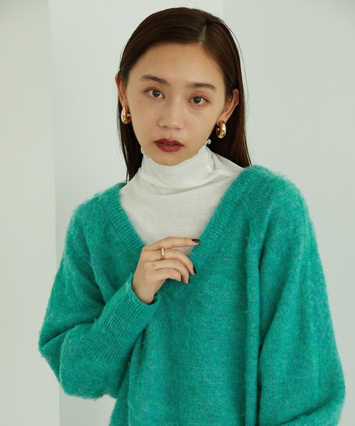 MISCH MASCH(ミッシュマッシュ)の「メランジVネックニットプルオーバー MO33N06(ニット/セーター・レディース・アイボリー/ブルー/グリーン/パープル・フリ-)」の6枚目の写真