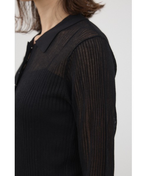 crie conforto（クリーコンフォルト）の「シアーポロニット 秋服（ニット/セーター・レディース・ブラック/ライトブルー/ホワイト・FREE）」の7枚目の写真