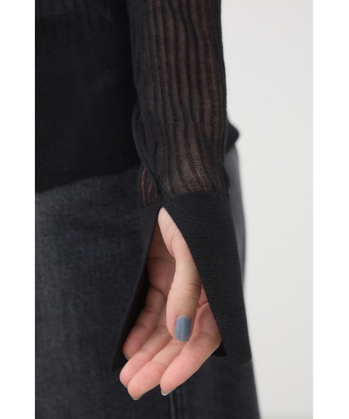 crie conforto（クリーコンフォルト）の「シアーポロニット 秋服（ニット/セーター・レディース・ブラック/ライトブルー/ホワイト・FREE）」の8枚目の写真