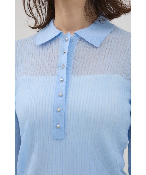 crie conforto（クリーコンフォルト）の「シアーポロニット 秋服（ニット/セーター・レディース・ブラック/ライトブルー/ホワイト・FREE）」の17枚目の写真