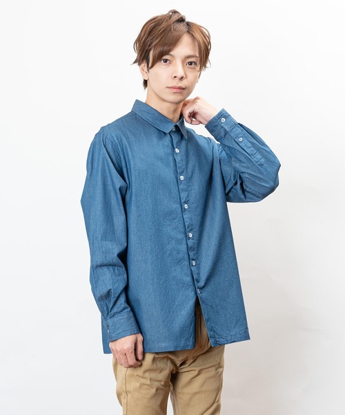 Healthknit Product（ヘルスニットプロダクト）の「Healthknit Product ヘルスニットプロダクト コヨーテ 刺繍 デニム シャツ(GW)（シャツ/ブラウス・メンズ・ブルー/ネイビー・L/M/XL）」の8枚目の写真