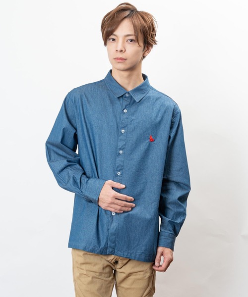 Healthknit Product（ヘルスニットプロダクト）の「Healthknit Product ヘルスニットプロダクト コヨーテ 刺繍 デニム シャツ(GW)（シャツ/ブラウス・メンズ・ブルー/ネイビー・L/M/XL）」の10枚目の写真