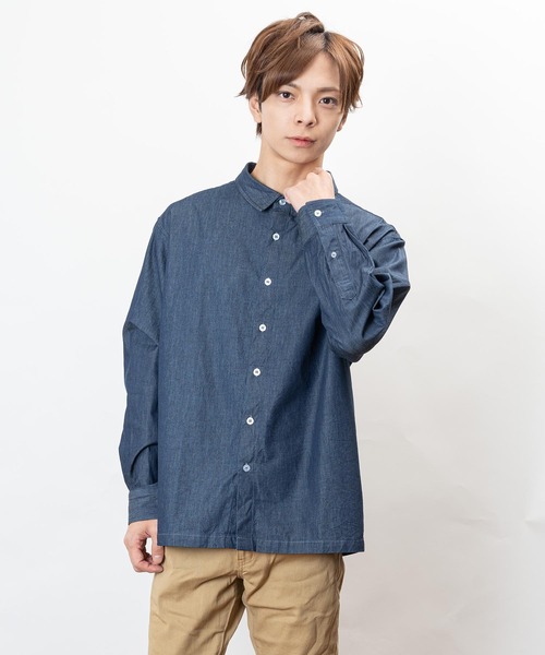 Healthknit Product（ヘルスニットプロダクト）の「Healthknit Product ヘルスニットプロダクト コヨーテ 刺繍 デニム シャツ(GW)（シャツ/ブラウス・メンズ・ブルー/ネイビー・L/M/XL）」の3枚目の写真