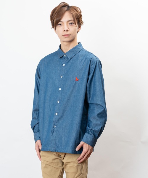 Healthknit Product（ヘルスニットプロダクト）の「Healthknit Product ヘルスニットプロダクト コヨーテ 刺繍 デニム シャツ(GW)（シャツ/ブラウス・メンズ・ブルー/ネイビー・L/M/XL）」の15枚目の写真