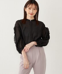 ERONIQUE BRANQUINHO シアーカットソー黒フリル 楽天市場】シアーフリルドッキングカットソー ☆ カットソー