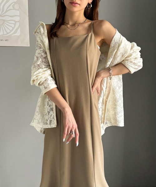 classicalelf(クラシカルエルフ)の「後ろ姿が魅力!麻調バックリボンマーメイドキャミワンピース(ワンピース・レディース・モカ/ブラック・X-LARGE/MEDIUM/SMALL/LARGE)」の1枚目の写真