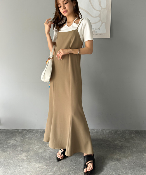 classicalelf(クラシカルエルフ)の「後ろ姿が魅力!麻調バックリボンマーメイドキャミワンピース(ワンピース・レディース・モカ/ブラック・X-LARGE/MEDIUM/SMALL/LARGE)」の5枚目の写真