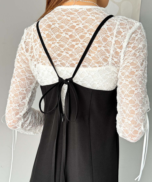 classicalelf(クラシカルエルフ)の「後ろ姿が魅力!麻調バックリボンマーメイドキャミワンピース(ワンピース・レディース・モカ/ブラック・X-LARGE/MEDIUM/SMALL/LARGE)」の3枚目の写真