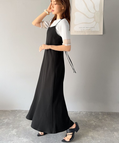 classicalelf(クラシカルエルフ)の「後ろ姿が魅力!麻調バックリボンマーメイドキャミワンピース(ワンピース・レディース・モカ/ブラック・X-LARGE/MEDIUM/SMALL/LARGE)」の11枚目の写真