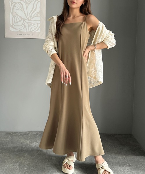 classicalelf(クラシカルエルフ)の「後ろ姿が魅力!麻調バックリボンマーメイドキャミワンピース(ワンピース・レディース・モカ/ブラック・X-LARGE/MEDIUM/SMALL/LARGE)」の14枚目の写真