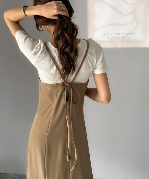 classicalelf(クラシカルエルフ)の「後ろ姿が魅力!麻調バックリボンマーメイドキャミワンピース(ワンピース・レディース・モカ/ブラック・X-LARGE/MEDIUM/SMALL/LARGE)」の20枚目の写真