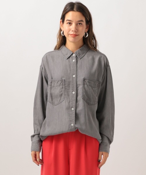 BAYFLOW（ベイフロー）の「[簡単ブラウジング仕様]2WAYデニムシャツ（シャツ/ブラウス・レディース・グレー/ライトブルー・FREE）」の5枚目の写真