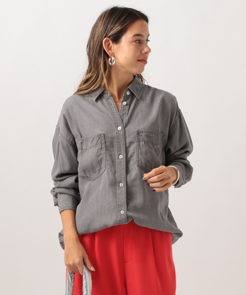 BAYFLOW（ベイフロー）の「[簡単ブラウジング仕様]2WAYデニムシャツ（シャツ/ブラウス・レディース・グレー/ライトブルー・FREE）」の6枚目の写真
