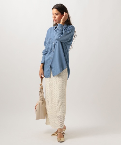 BAYFLOW（ベイフロー）の「[簡単ブラウジング仕様]2WAYデニムシャツ（シャツ/ブラウス・レディース・グレー/ライトブルー・FREE）」の8枚目の写真