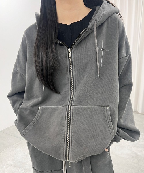 Figments　ブロックメッシュニットZIPパーカー Figments（フィグメンツ）の「ブロックメッシュニットZIP