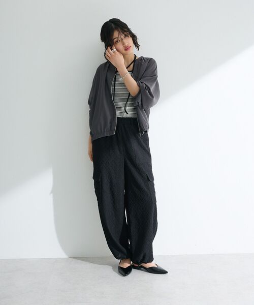 Green　Parks（グリーンパークス）の「イージーケア　シャツブルゾン（ブルゾン・レディース・チャコールグレー/ホワイト系その他2/カーキ・FREE）」の5枚目の写真