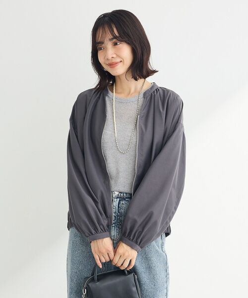 Green　Parks（グリーンパークス）の「イージーケア　シャツブルゾン（ブルゾン・レディース・チャコールグレー/ホワイト系その他2/カーキ・FREE）」の19枚目の写真