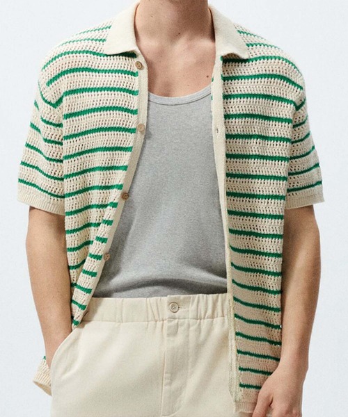 aimoha(アイモハ)の「【aimoha neo】Retro Knit Polo Shirt (SS)(ポロシャツ・メンズ・ブラック/グリーン・LARGE/XX-LARGE/X-LARGE/XXX-LARGE)」の6枚目の写真