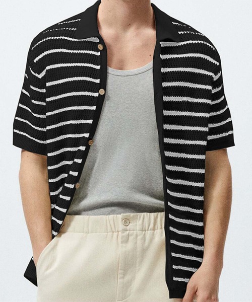 aimoha(アイモハ)の「【aimoha neo】Retro Knit Polo Shirt (SS)(ポロシャツ・メンズ・ブラック/グリーン・LARGE/XX-LARGE/X-LARGE/XXX-LARGE)」の3枚目の写真