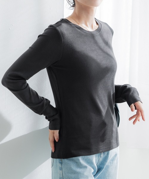 coca(coca)(コカ)の「【WEB限定セール】リブクルーネック(ニット/セーター・レディース・アイボリー/ブラック/ベージュ/グレー・S/M/L)」の1枚目の写真