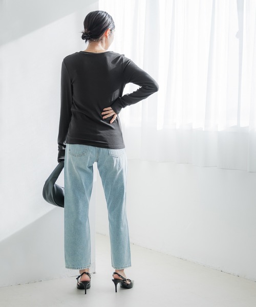 coca(coca)(コカ)の「【WEB限定セール】リブクルーネック(ニット/セーター・レディース・アイボリー/ブラック/ベージュ/グレー・S/M/L)」の10枚目の写真
