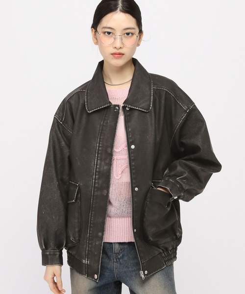 3.3 Field Trip （3.3フィールドトリップ）の「3.3 Field Trip／ビンテージ加工レザー（ライダースジャケット・レディース・ブラック/ブラウン・FREE）」の2枚目の写真