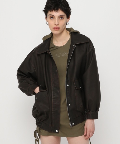 3.3 Field Trip （3.3フィールドトリップ）の「3.3 Field Trip／ビンテージ加工レザー（ライダースジャケット・レディース・ブラック/ブラウン・FREE）」の4枚目の写真