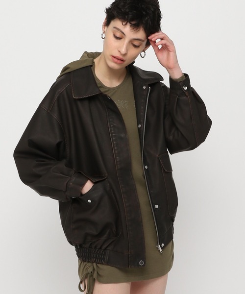 3.3 Field Trip （3.3フィールドトリップ）の「3.3 Field Trip／ビンテージ加工レザー（ライダースジャケット・レディース・ブラック/ブラウン・FREE）」の6枚目の写真