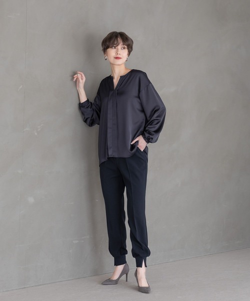 Elura（エルーラ）の「シルクライクブラウス/320164（シャツ/ブラウス・レディース・ネイビー/ホワイト/ブラウン系その他2・MEDIUM/LARGE）」の19枚目の写真