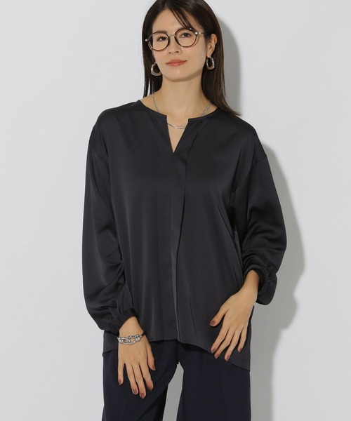 Elura（エルーラ）の「シルクライクブラウス/320164（シャツ/ブラウス・レディース・ネイビー/ホワイト/ブラウン系その他2・MEDIUM/LARGE）」の18枚目の写真