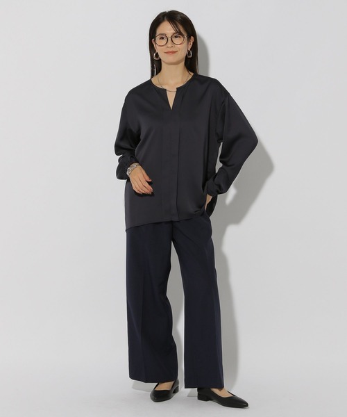 Elura（エルーラ）の「シルクライクブラウス/320164（シャツ/ブラウス・レディース・ネイビー/ホワイト/ブラウン系その他2・MEDIUM/LARGE）」の17枚目の写真