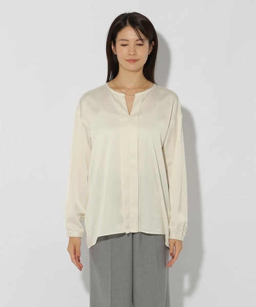 Elura（エルーラ）の「シルクライクブラウス/320164（シャツ/ブラウス・レディース・ネイビー/ホワイト/ブラウン系その他2・MEDIUM/LARGE）」の14枚目の写真