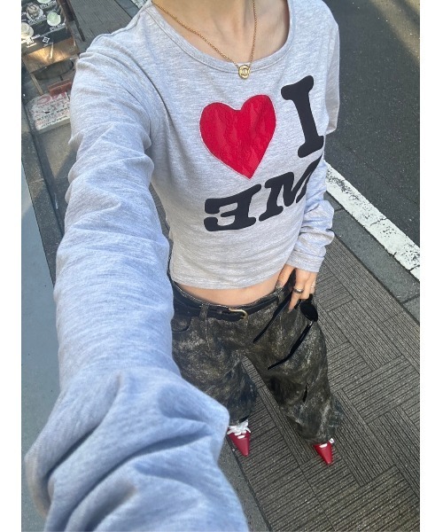 tシャツ レースモチーフILOVEロゴロンT レディース レースモチーフILOVEロゴロンT｜ACLENT（アクレント）