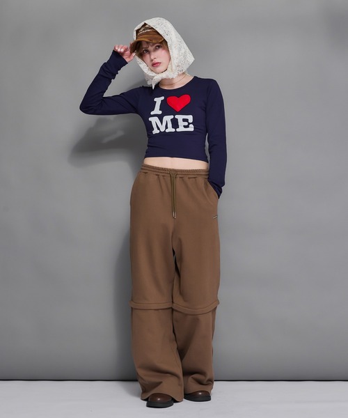 ACLENT（アクレント）の「レースモチーフILOVEロゴロンT（Tシャツ/カットソー・レディース・ブラック/ホワイト/グレー/ネイビー・FREE）」の8枚目の写真