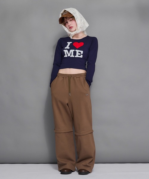 ACLENT（アクレント）の「レースモチーフILOVEロゴロンT（Tシャツ/カットソー・レディース・ブラック/ホワイト/グレー/ネイビー・FREE）」の9枚目の写真