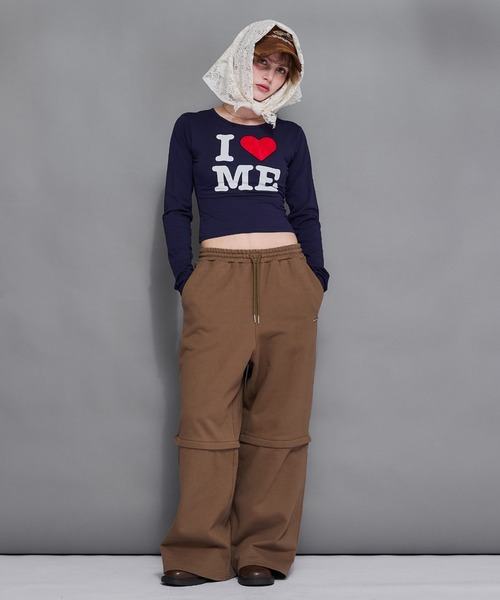 ACLENT（アクレント）の「レースモチーフILOVEロゴロンT（Tシャツ