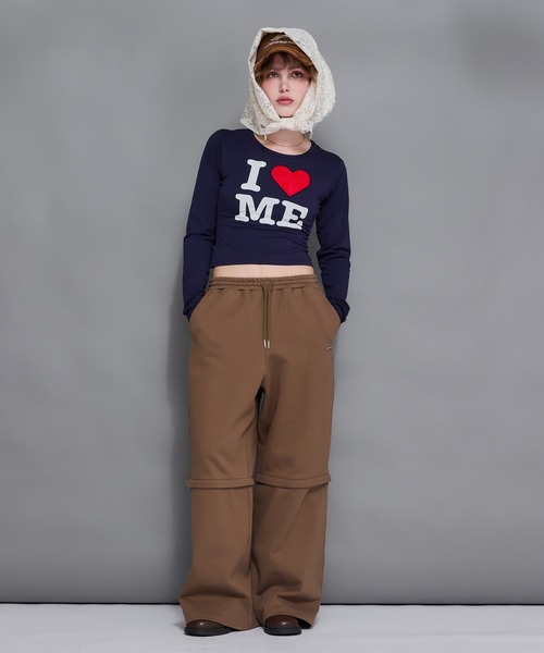 tシャツ レースモチーフILOVEロゴロンT レディース レースモチーフILOVEロゴロンT｜ACLENT（アクレント）