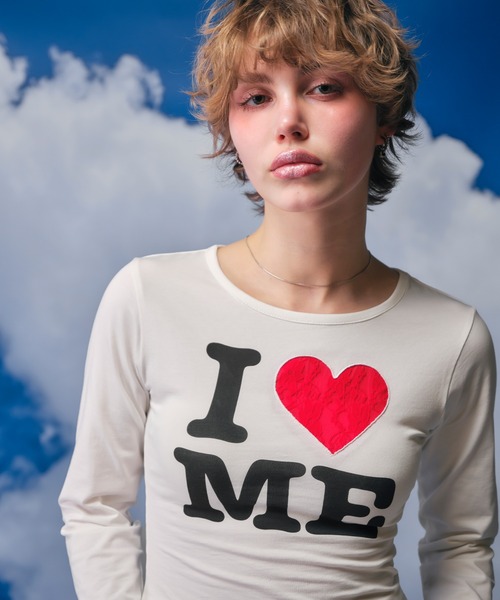 tシャツ レースモチーフILOVEロゴロンT レディース レースモチーフILOVEロゴロンT（Tシャツ/カットソー）｜ACLENT