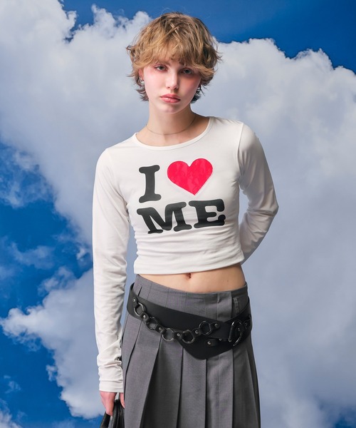 ACLENT ロゴロンT ACLENT（アクレント）の「レースモチーフILOVEロゴロンT（Tシャツ