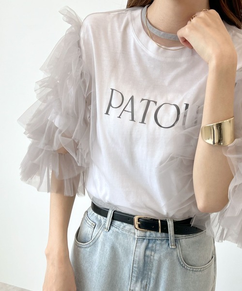 Futier land（フューティアランド）の「袖レイヤーフリルシアートップス（Tシャツ/カットソー・レディース・ブルー/グレー/ブラック・FREE）」の17枚目の写真