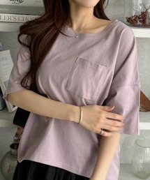 【コットン100%】ポケット付きTシャツ ラウンドヘム カラバリ豊富