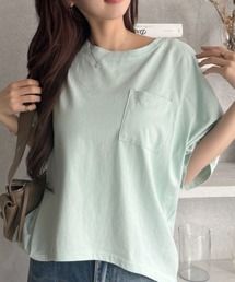 【コットン100%】ポケット付きTシャツ ラウンドヘム カラバリ豊富