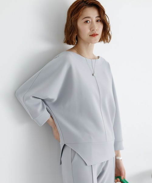 SMILE LAND（スマイルランド）の「カットソー２点セット（トップス＋クロップドパンツ）＜大きいサイズ有＞【OtonaSMILE】（Tシャツ/カットソー・レディース・ライトグレー/ネイビー・5L/4L/3L/LL/L/M）」の15枚目の写真
