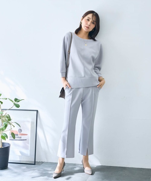 SMILE LAND（スマイルランド）の「カットソー２点セット（トップス＋クロップドパンツ）＜大きいサイズ有＞【OtonaSMILE】（Tシャツ/カットソー・レディース・ライトグレー/ネイビー・5L/4L/3L/LL/L/M）」の17枚目の写真