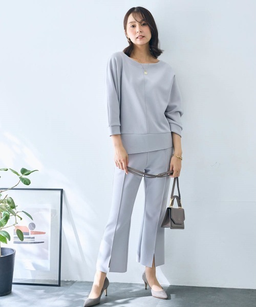 SMILE LAND（スマイルランド）の「カットソー２点セット（トップス＋クロップドパンツ）＜大きいサイズ有＞【OtonaSMILE】（Tシャツ/カットソー・レディース・ライトグレー/ネイビー・5L/4L/3L/LL/L/M）」の21枚目の写真