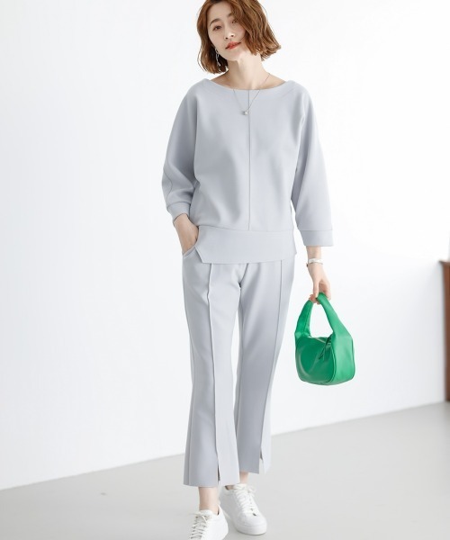 SMILE LAND（スマイルランド）の「カットソー２点セット（トップス＋クロップドパンツ）＜大きいサイズ有＞【OtonaSMILE】（Tシャツ/カットソー・レディース・ライトグレー/ネイビー・5L/4L/3L/LL/L/M）」の11枚目の写真