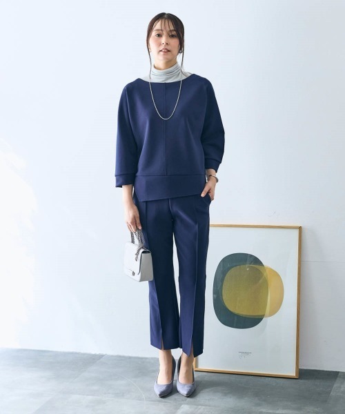 SMILE LAND（スマイルランド）の「カットソー２点セット（トップス＋クロップドパンツ）＜大きいサイズ有＞【OtonaSMILE】（Tシャツ/カットソー・レディース・ライトグレー/ネイビー・5L/4L/3L/LL/L/M）」の16枚目の写真