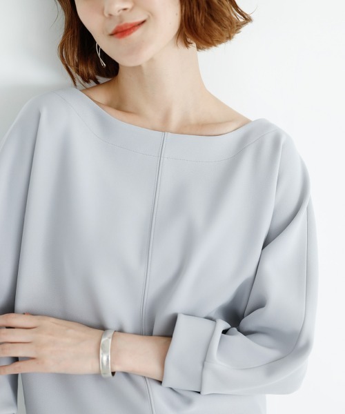 SMILE LAND（スマイルランド）の「カットソー２点セット（トップス＋クロップドパンツ）＜大きいサイズ有＞【OtonaSMILE】（Tシャツ/カットソー・レディース・ライトグレー/ネイビー・5L/4L/3L/LL/L/M）」の9枚目の写真