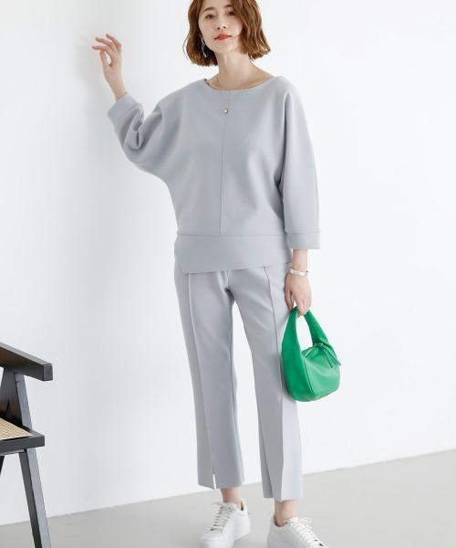 SMILE LAND（スマイルランド）の「カットソー２点セット（トップス＋クロップドパンツ）＜大きいサイズ有＞【OtonaSMILE】（Tシャツ/カットソー・レディース・ライトグレー/ネイビー・5L/4L/3L/LL/L/M）」の13枚目の写真